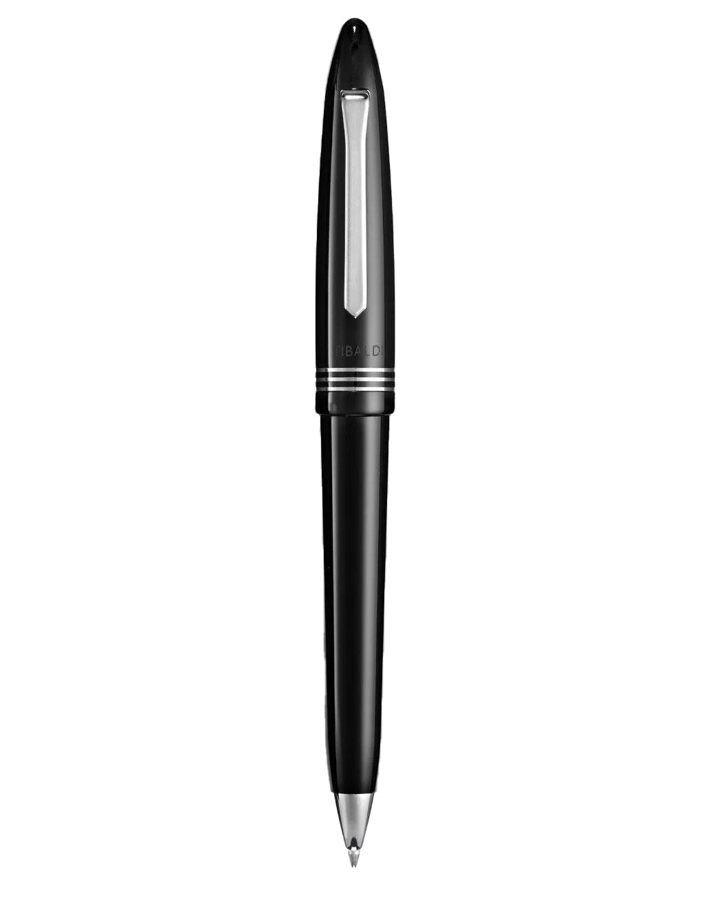 Tibaldi Rich Black Resin Ballpoint Pen With Palladium Trim