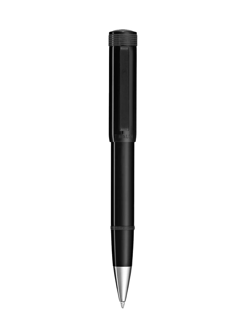 Tibaldi Rich Black Resin Ballpoint Pen With A Rubber Clip