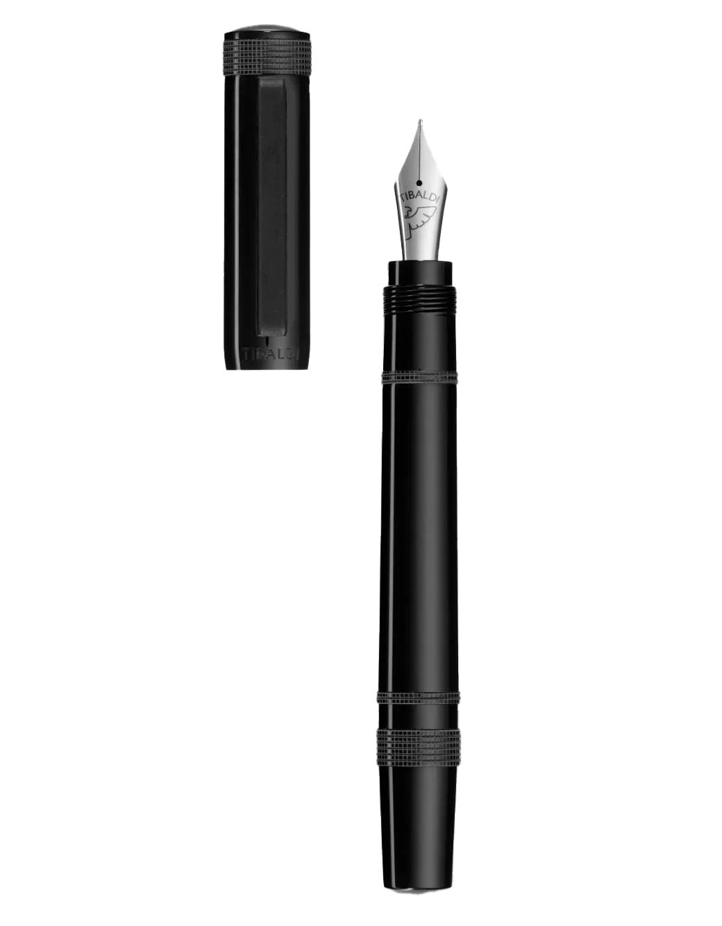 Tibaldi Rich Black Resin Fountain Pen With A Rubber Clip BB Nib