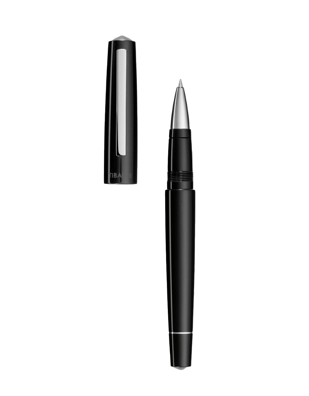 Tibaldi Rich Black Resin Rollerball Pen With Stainless Steel Trim