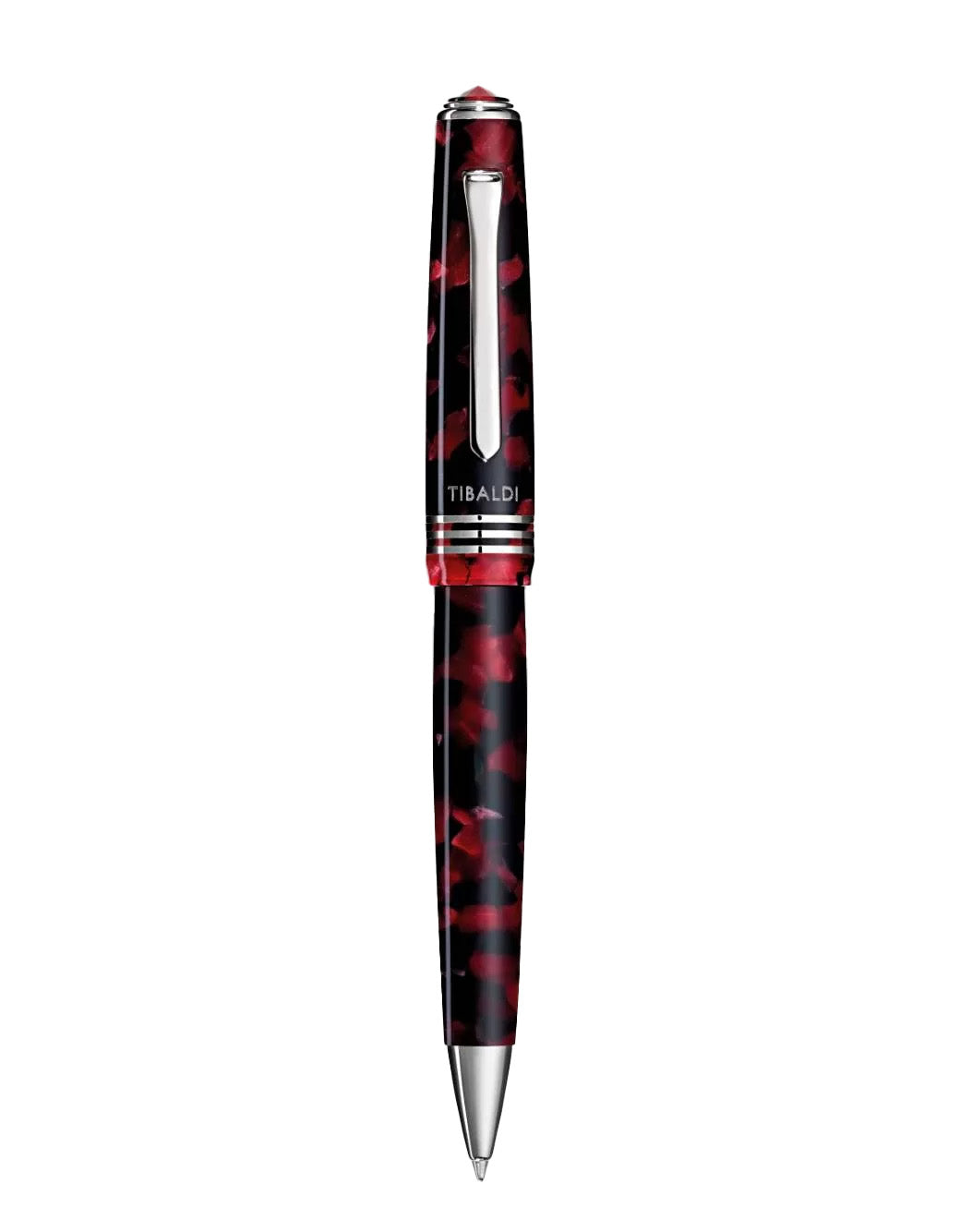 Tibaldi Ruby Red  Resin Ballpoint Pen With Palladium Trim