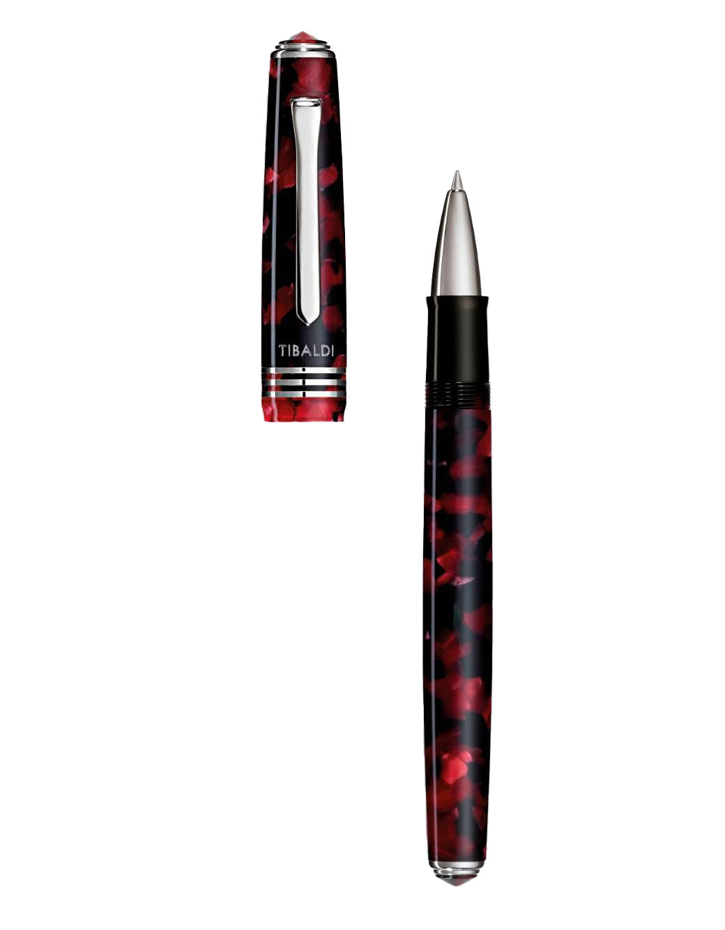 Tibaldi Ruby Red  Resin Rollerball Pen With Palladium Trim