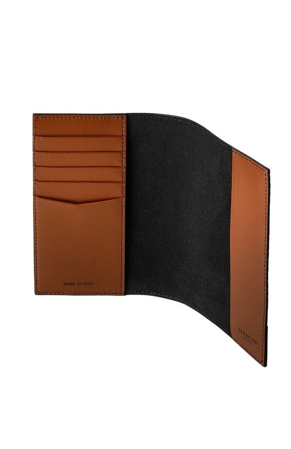 Serapian Passport Case Stepan 72 Black/Cuoio