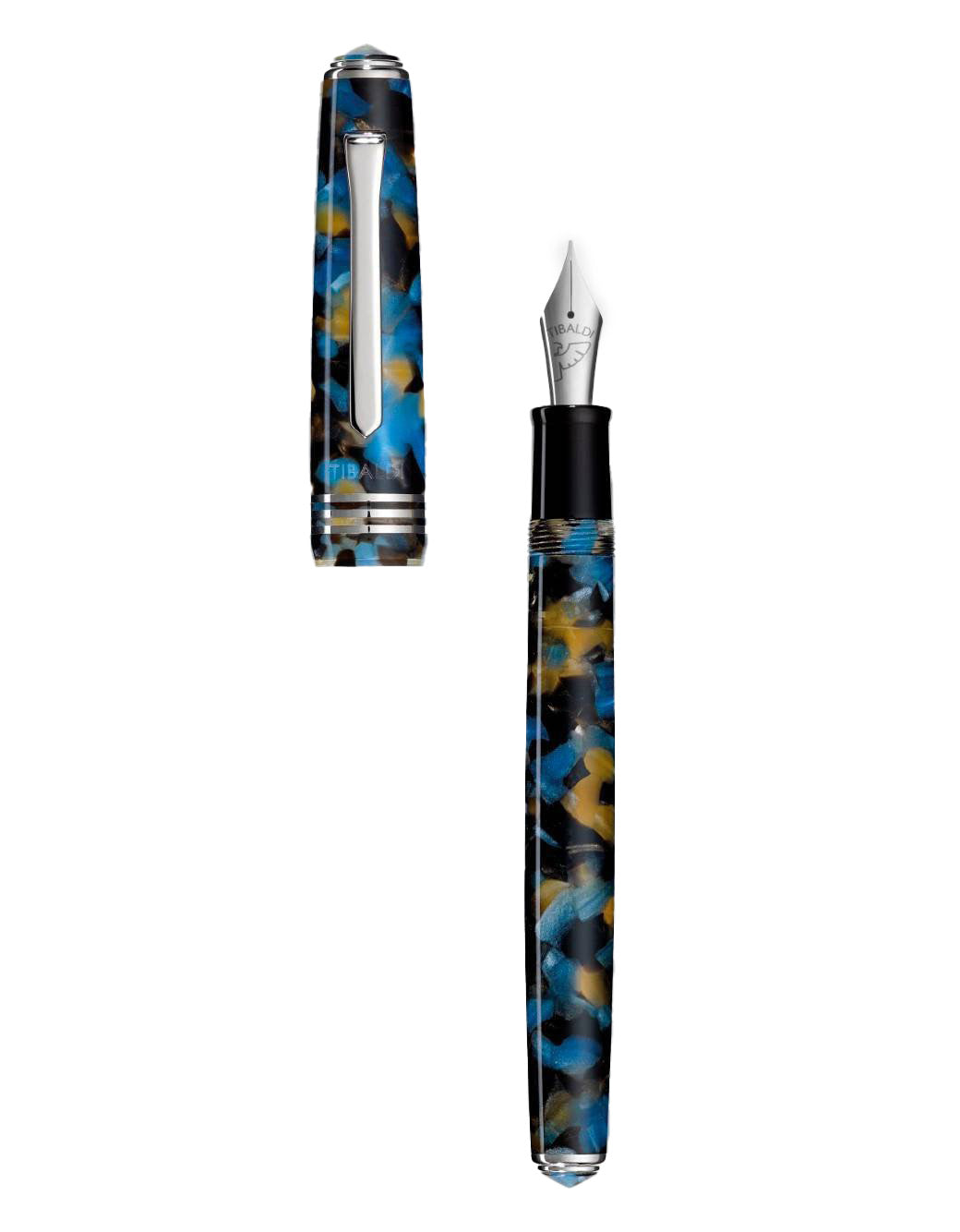 Tibaldi Samarkand Blue  Resin Fountain Pen With Palladium Trim, Broad Nib