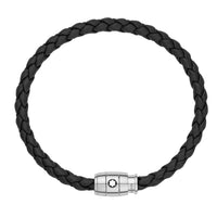 Montblanc Bracelet Black rings Leather & Steel, 60