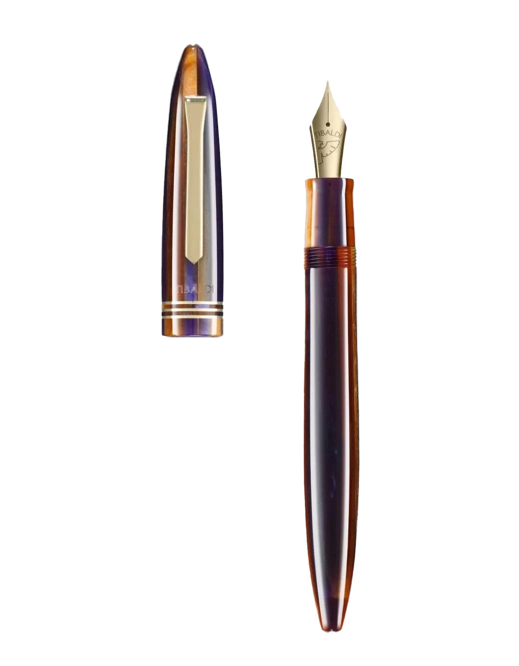 Tibaldi Seilan Purple Resin Fountain Pen With 18k Gold Trim Medium Nib
