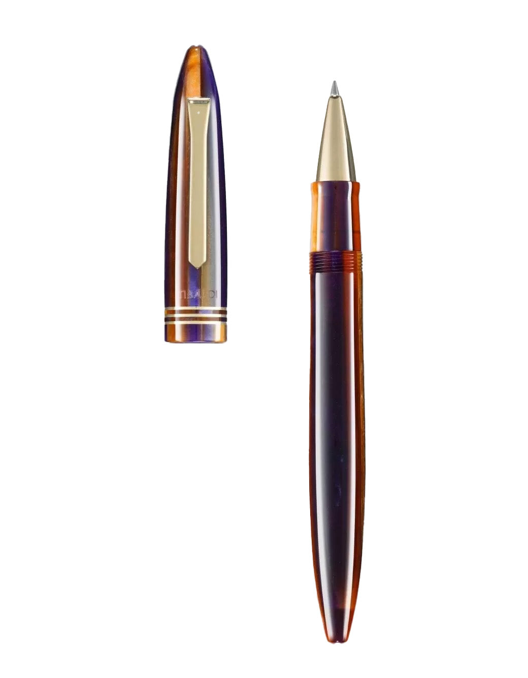 Tibaldi Seilan Purple Resin Rollerball Pen With 18K Gold Trim
