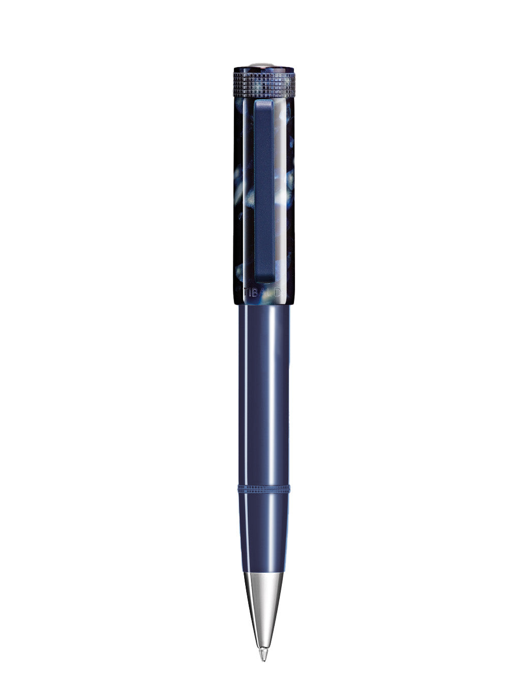 Tibaldi Stonewash Blue Resin Ballpoint Pen With Rubber Clip