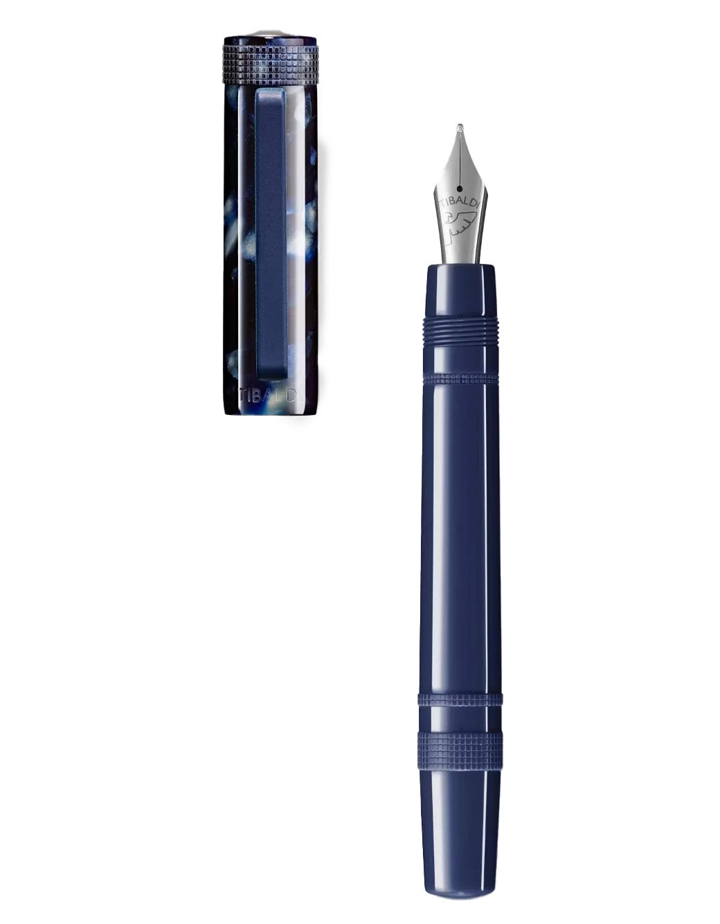 Tibaldi Stonewash Blue Resin Fountain Pen With Rubber Clip BB Nib