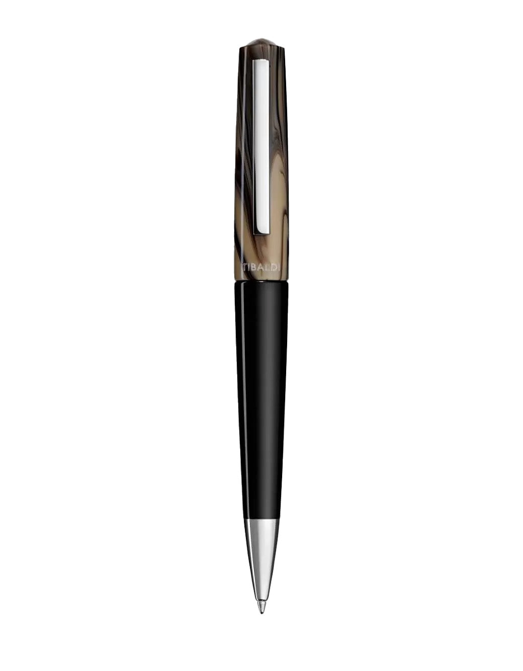 Tibaldi Taupe Grey Resin Ballpoint Pen With Stainless Steel Trim