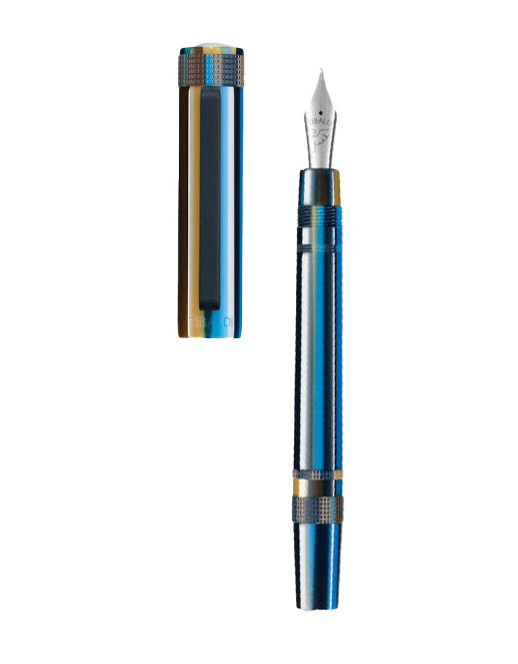 Tibaldi Baiadera Blue Resin Fountain Pen With Rubber Clip Extra Fine Nib
