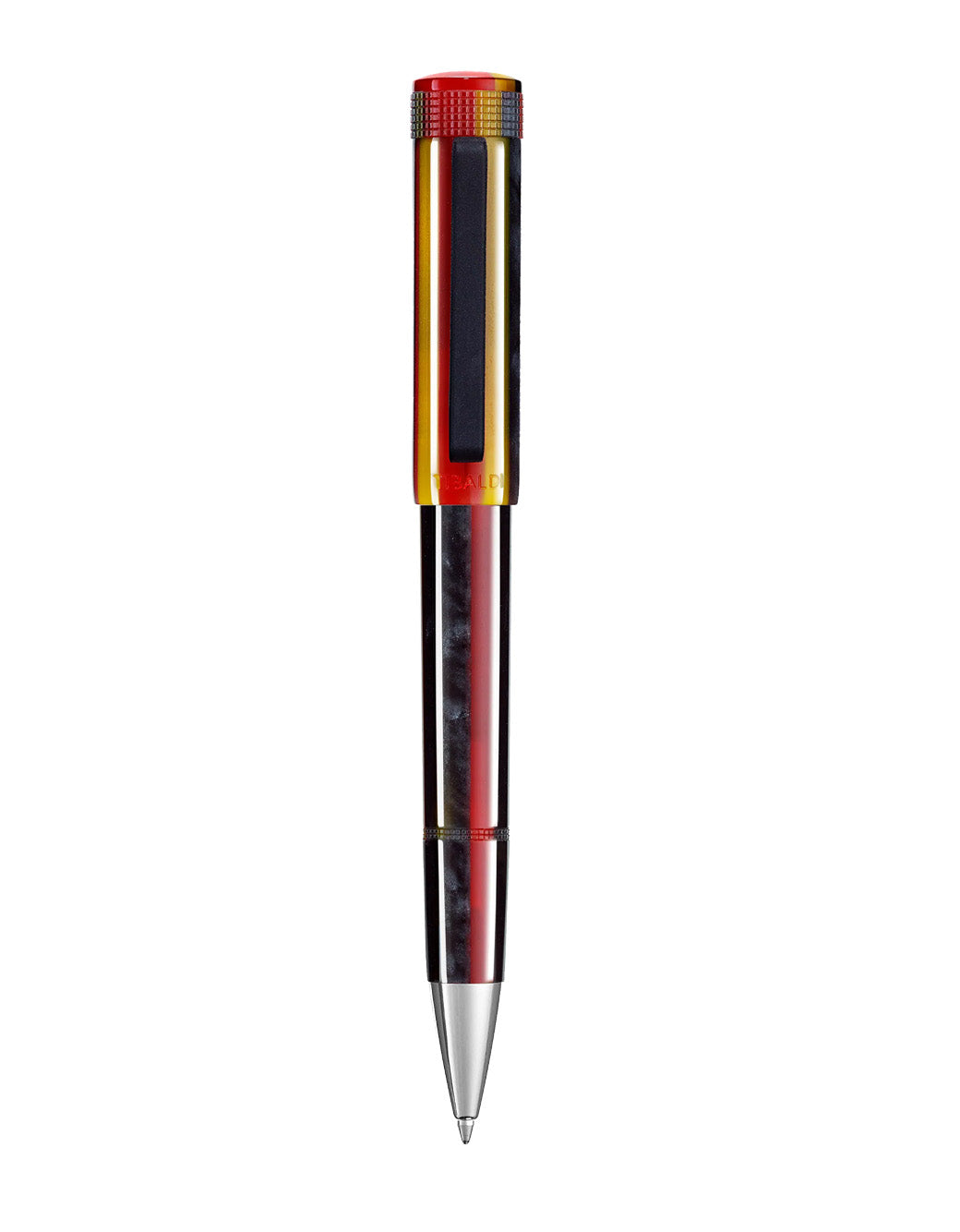 Tibaldi Baiadera Red Resin Ballpoint Pen With Rubber Clip