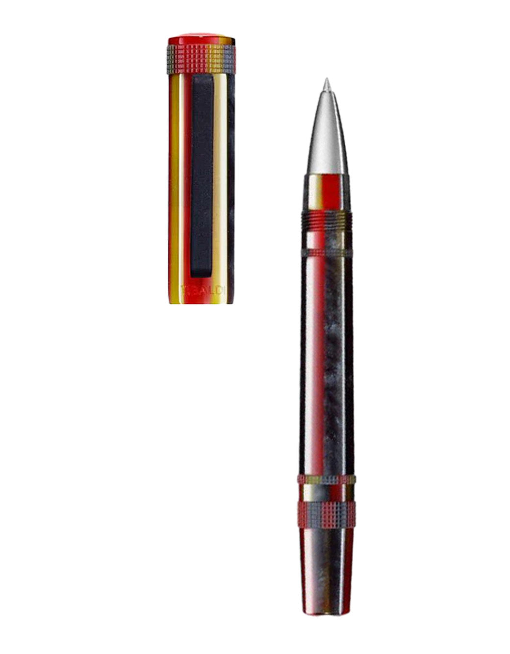 Tibaldi Baiadera Red Resin Rollerball Pen With Rubber Clip