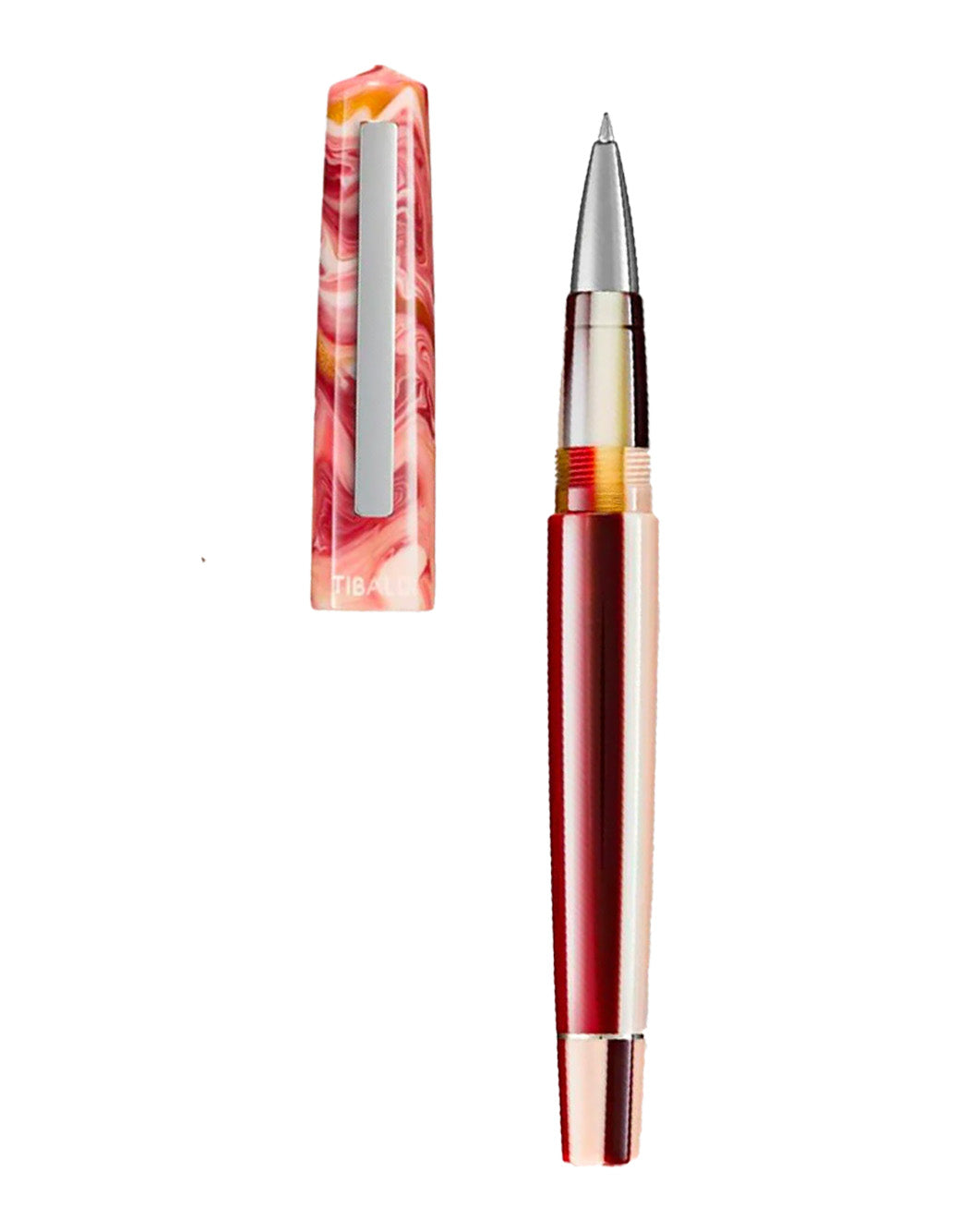 Tibaldi Russet Red Resin Rollerball Pen With Stainless Steel Trim