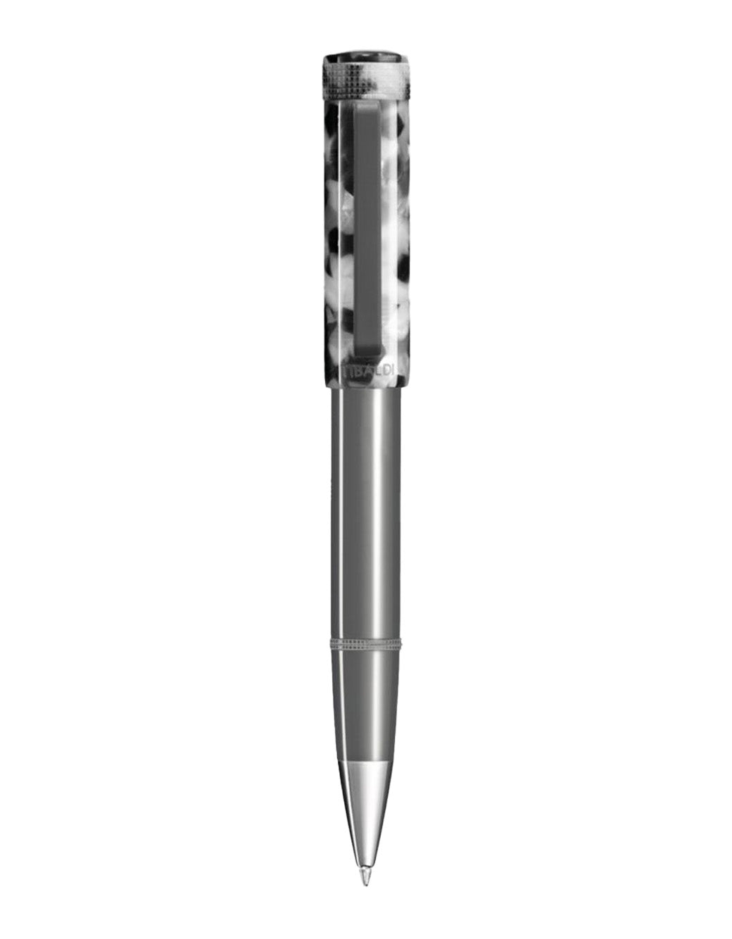 Tibaldi Stonewash Grey Resin Ballpoint Pen With Rubber Clip