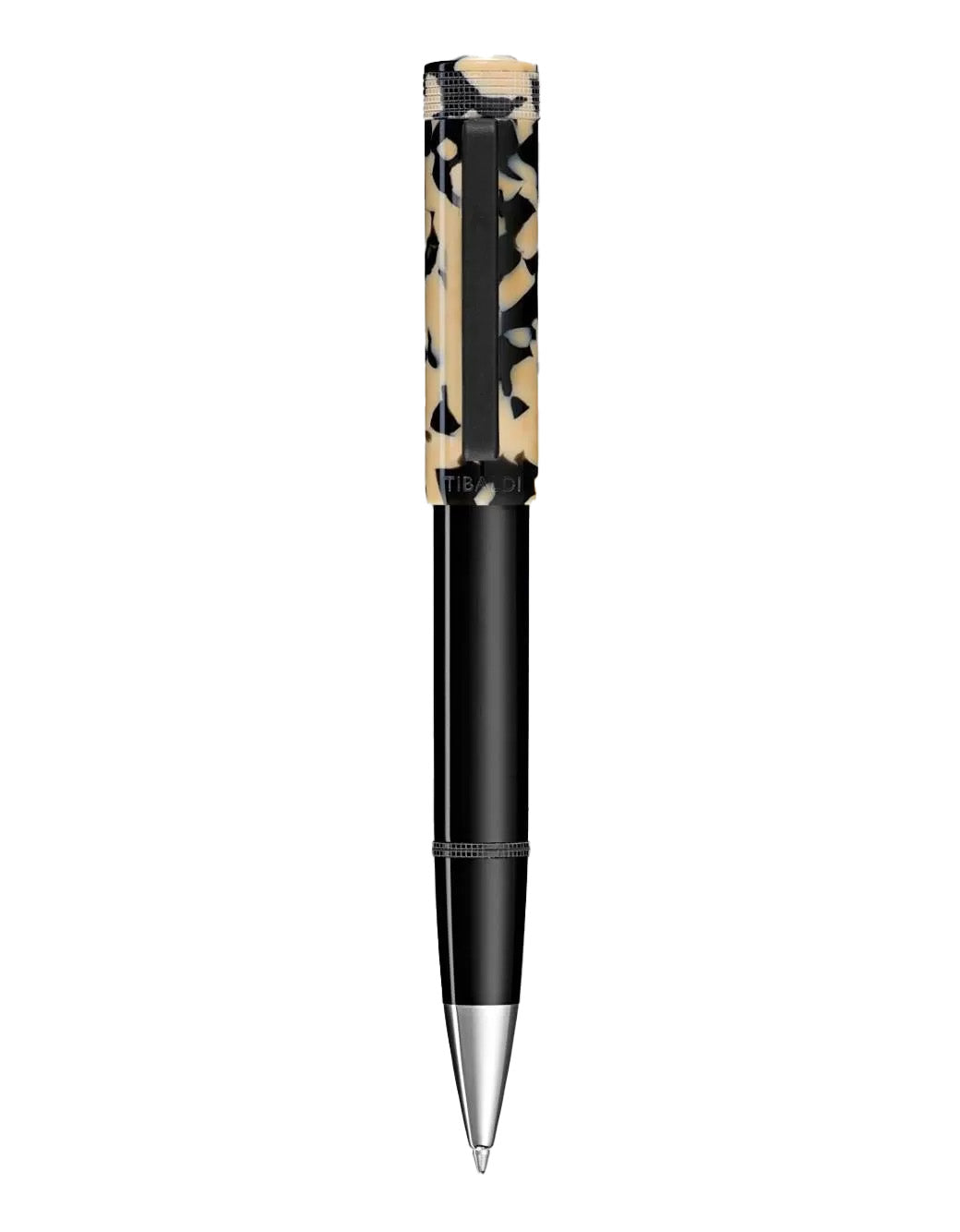 Tibaldi Tortoise Beige Resin Ballpoint Pen With A Rubber Clip