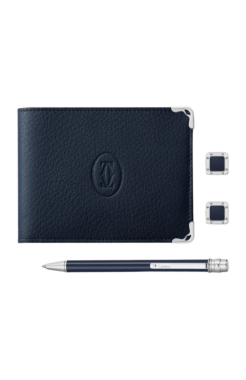 Santos De Cartier Cufflinks, Ballpoint Pen and Wallet Set