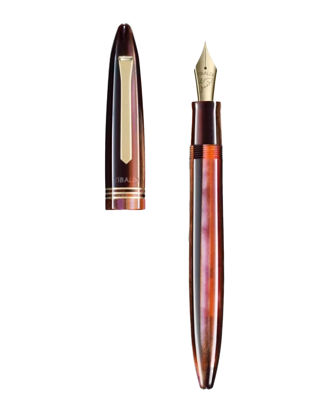 Tibaldi Zany Brown Resin Fountain Pen with 18k Gold Trim, Medium Nib
