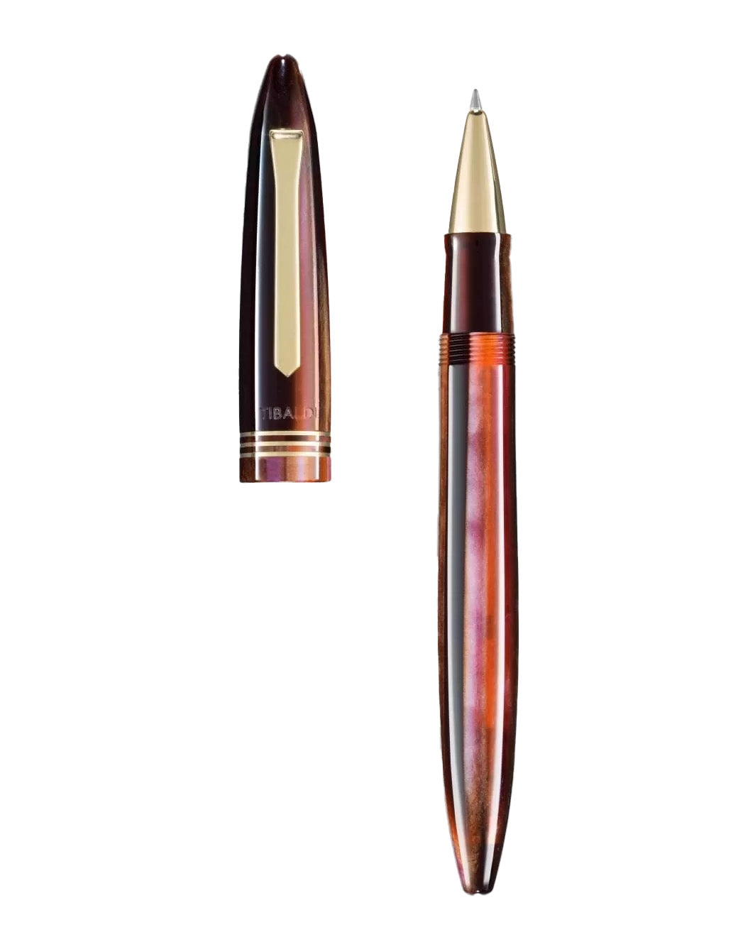Tibaldi Tibaldi Zany Brown Resin Rollerball 18K Gold Trim
