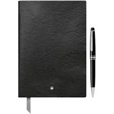 Montblanc Set with the Meisterstuck Classique Platinum Coated Ballpoint Pen and Notebook #146 Black