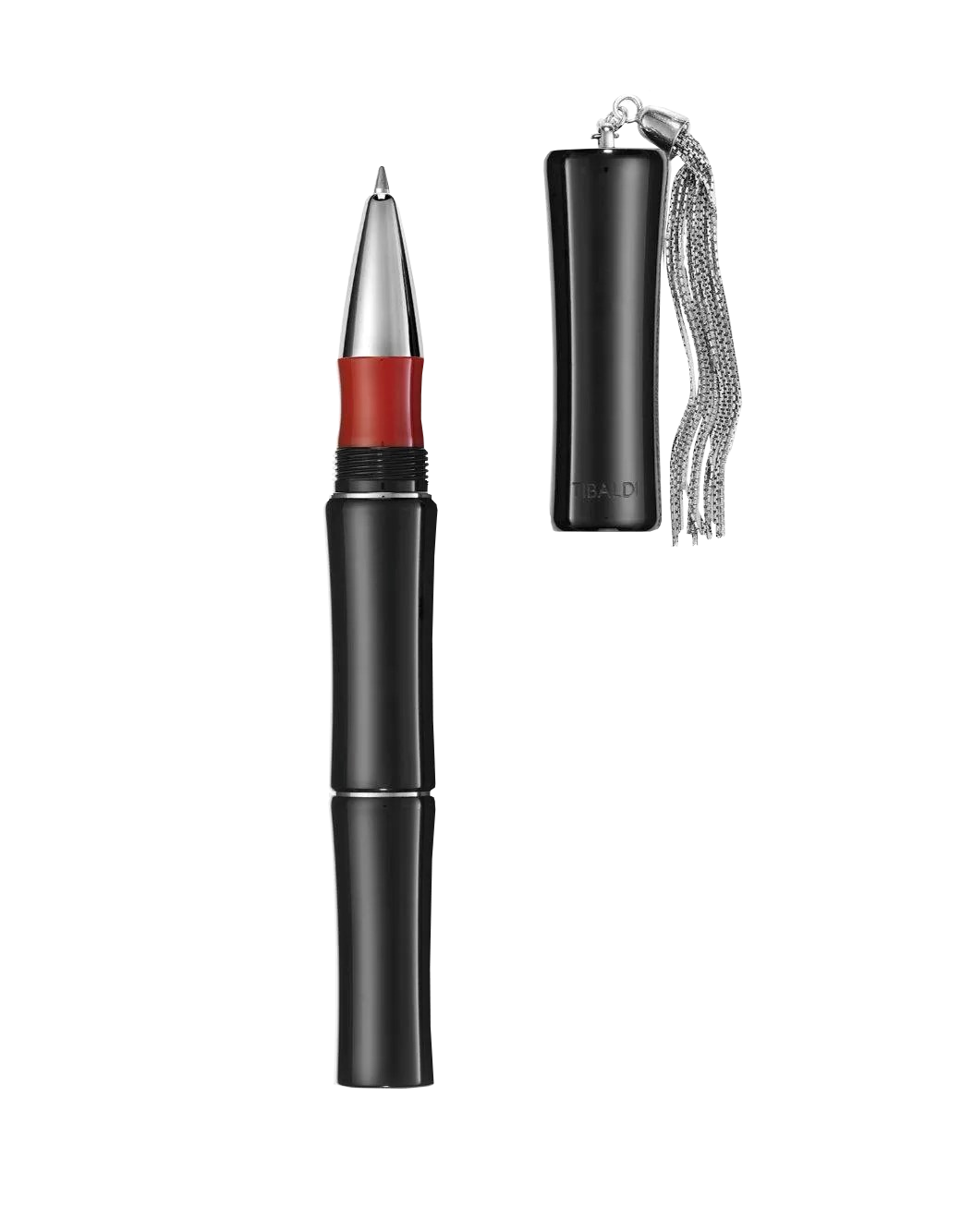 Tibaldi Rich Black Resin Rollerball Pen With Sterling Silver Tassle