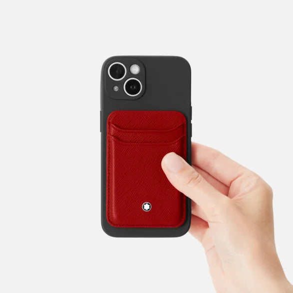 محفظة بطاقات Montblanc Sartorial 2cc MagSafe باللون الأحمر